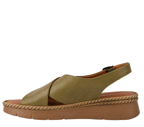 Sandale casual, dama, PASS COLLECTION, KL60020C verde, piele naturala